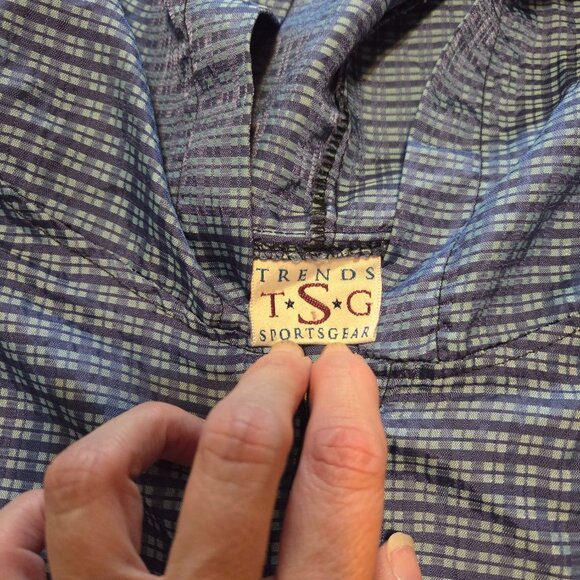 TSG Trends Sports Gear 1/4 Zip Hooded Cropped Windbreaker Blue M / L Vintage - Picture 3 of 7